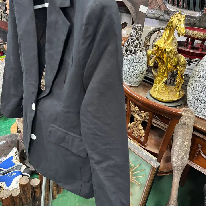 [BUNJANG] STAY.B Black 100% Linen Blazer Jacket / STAY.B (스테이비)블랙 린넨 100% 블레이저 자켓