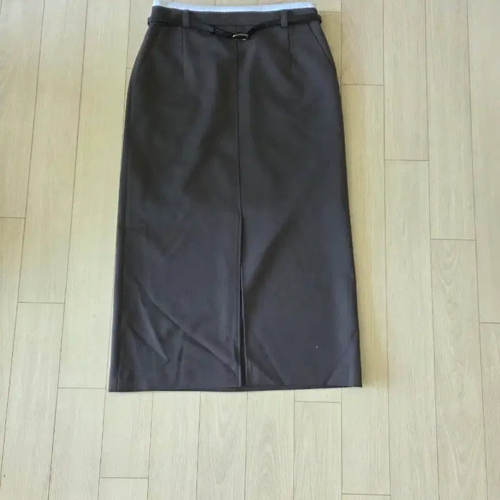 [BUNJANG] Belted H-line Skirt Dark Grey / 벨티드 h라인 스커트 다크그레이