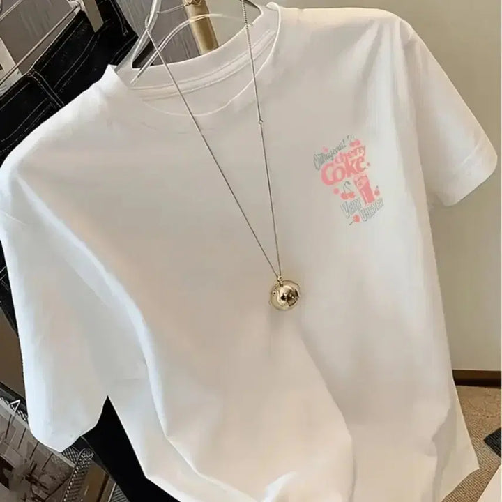 [BUNJANG] Coca-Cola Cherry White T-Shirt / 코카콜라 체리 화이트 반팔 티셔츠