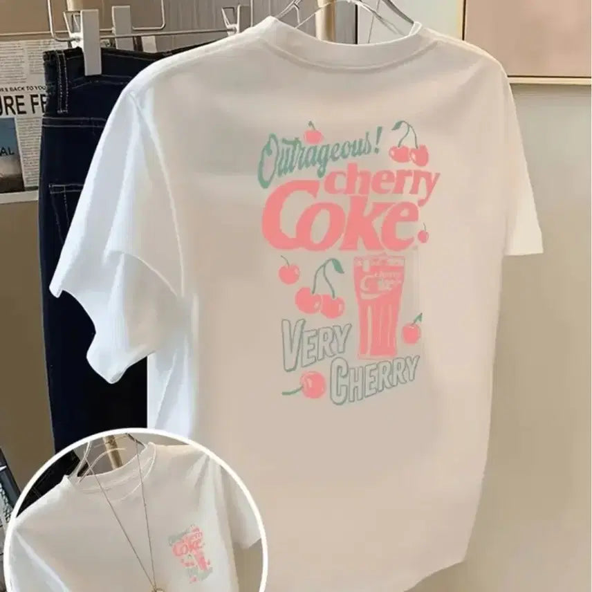 [BUNJANG] Coca-Cola Cherry White T-Shirt / 코카콜라 체리 화이트 반팔 티셔츠