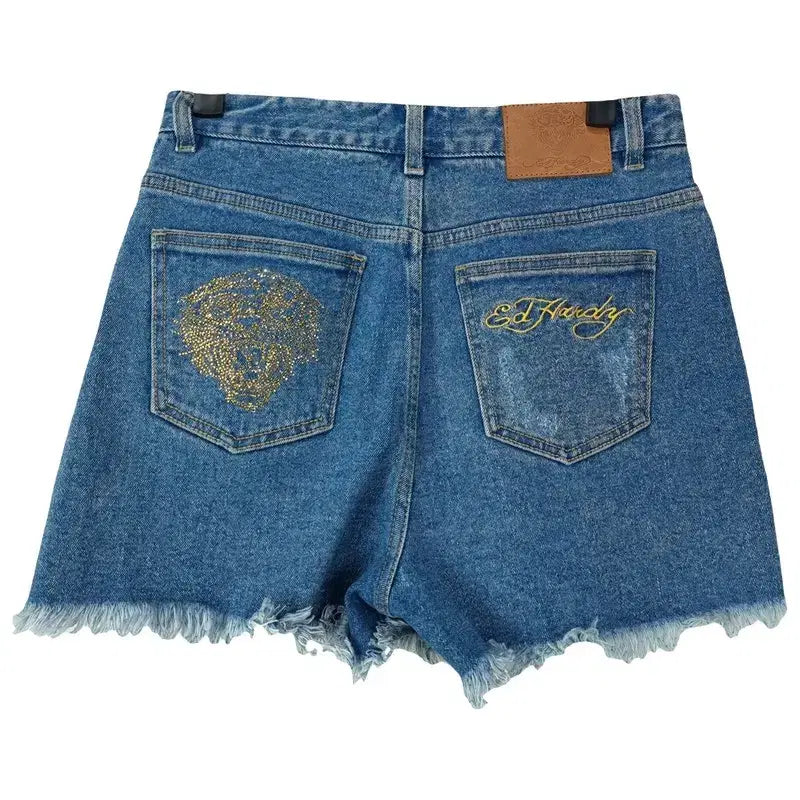[BUNJANG] Ed Hardy Embroidered Back Pocket Denim Shorts / 에드하디 백포켓 자수 데님 숏츠 핫팬츠 M20307