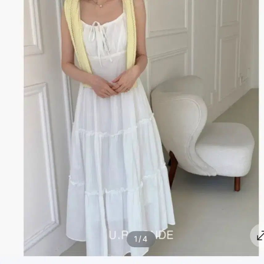 [BUNJANG] White Punching Embroidery Long Dress / 화이트 펀칭 롱 자수 원피스