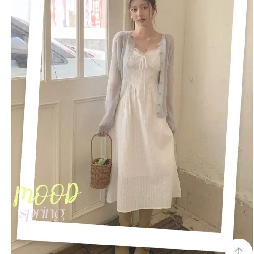 [BUNJANG] White Punching Embroidery Long Dress / 화이트 펀칭 롱 자수 원피스