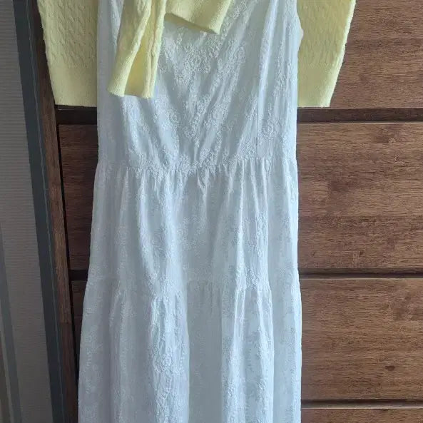 [BUNJANG] White Punching Embroidery Long Dress / 화이트 펀칭 롱 자수 원피스