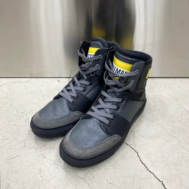 [BUNJANG] Dirk Bikkembergs Leather High-Top Sneakers / 딕 비켐버그 레더 하이탑