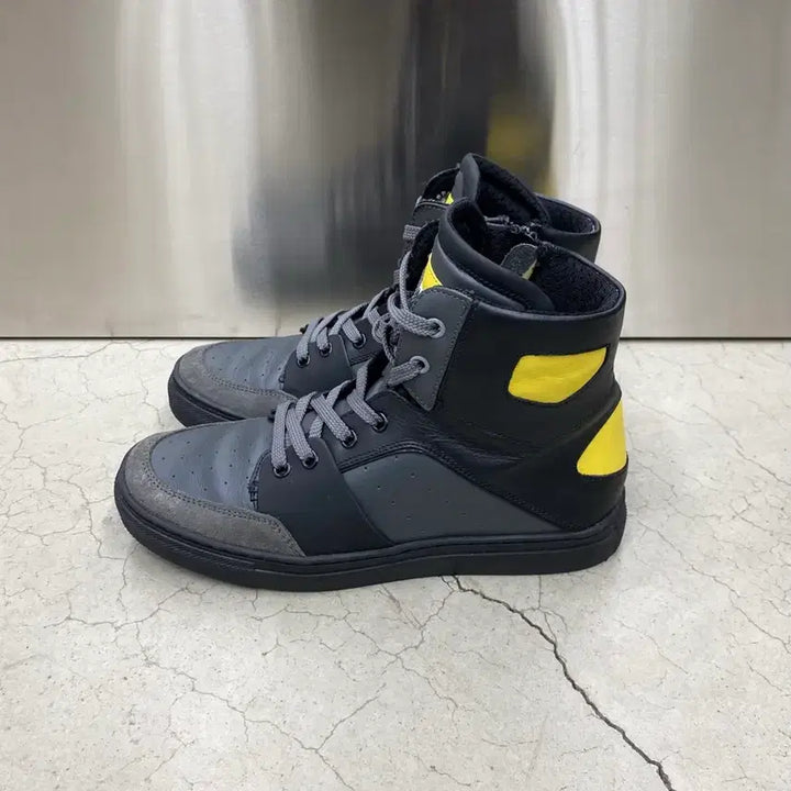 [BUNJANG] Dirk Bikkembergs Leather High-Top Sneakers / 딕 비켐버그 레더 하이탑