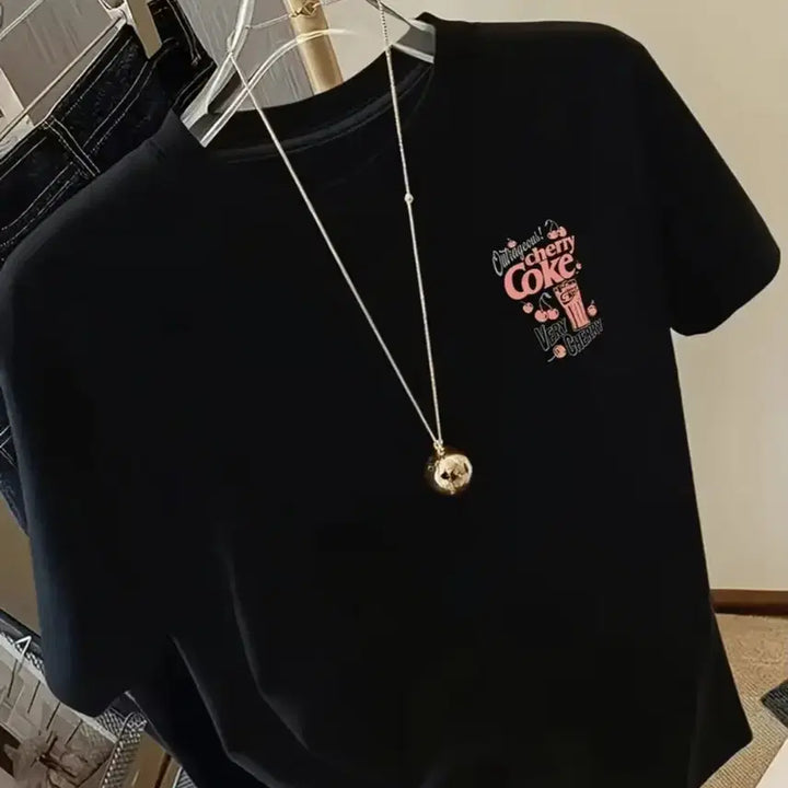 [BUNJANG] Cherry Coke Black Short Sleeve T-Shirt / 체리 코크 블랙 반팔 티셔츠
