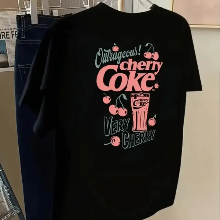 [BUNJANG] Cherry Coke Black Short Sleeve T-Shirt / 체리 코크 블랙 반팔 티셔츠