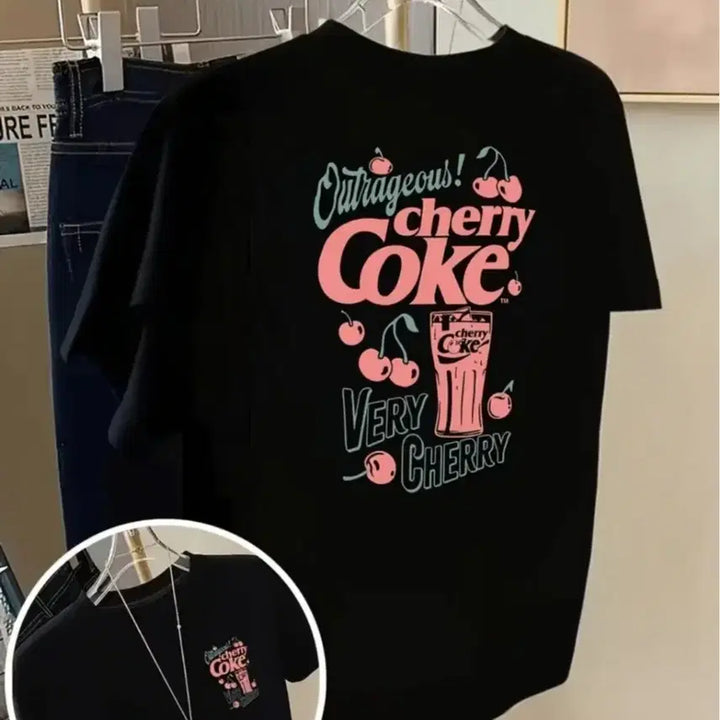 [BUNJANG] Cherry Coke Black Short Sleeve T-Shirt / 체리 코크 블랙 반팔 티셔츠