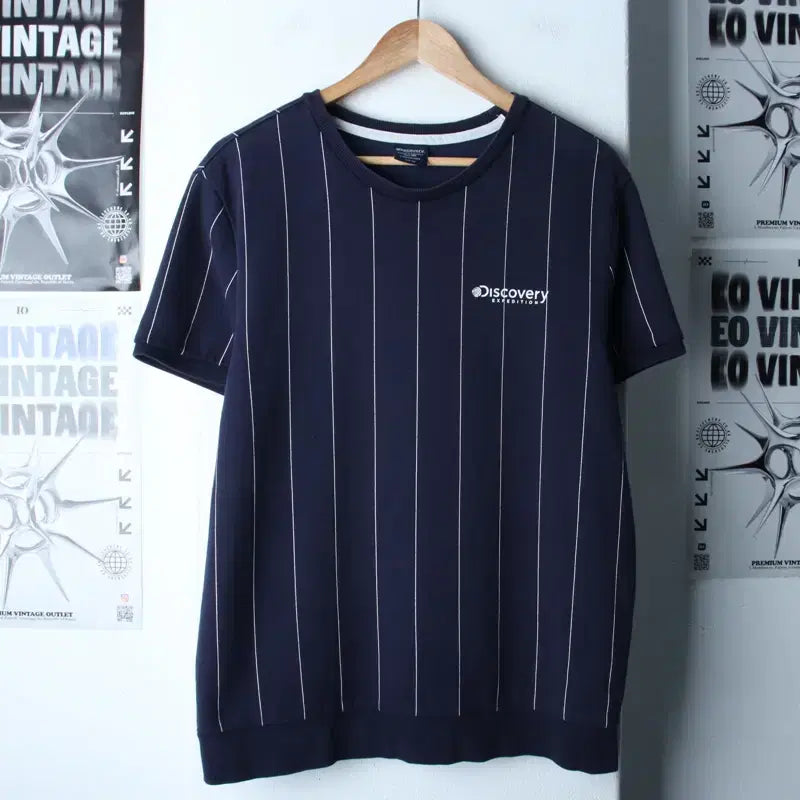 [BUNJANG] Discovery Expedition Striped T-Shirt (L-XL) / (L-XL) 디스커버리 반팔 티셔츠 스트라이프 네이비 올드스쿨-1865D