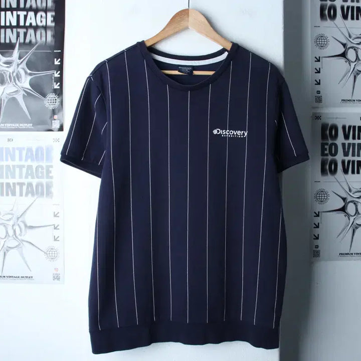 [BUNJANG] Discovery Expedition Striped T-Shirt (L-XL) / (L-XL) 디스커버리 반팔 티셔츠 스트라이프 네이비 올드스쿨-1865D