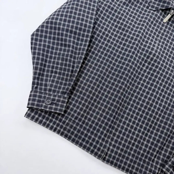 [BUNJANG] Saint Laurent Paris (YSL) Logo Check Linen Blouson Jacket / 입생로랑 YSL 로고 체크 린넨 블루종 자켓