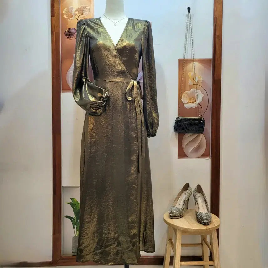 [BUNJANG] And Other Stories Pearl Gold Wrap Dress / 앤아더스토리즈 펄 골드 랩 원피스