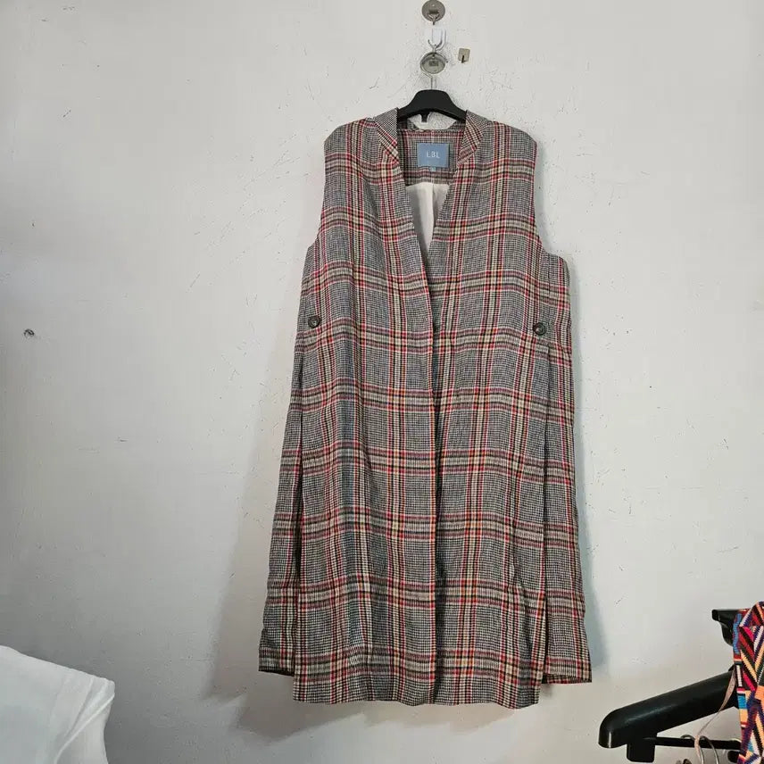 [BUNJANG] LBL 100% Wool Check Long Vest / LBL 체크 마100%롱 베스트 조끼