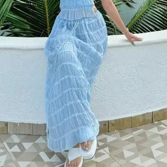 [BUNJANG] Shein Halterneck Shirring Set-up Summer Skirt / 쉬인 홀터넥 셔링 셋업 여름