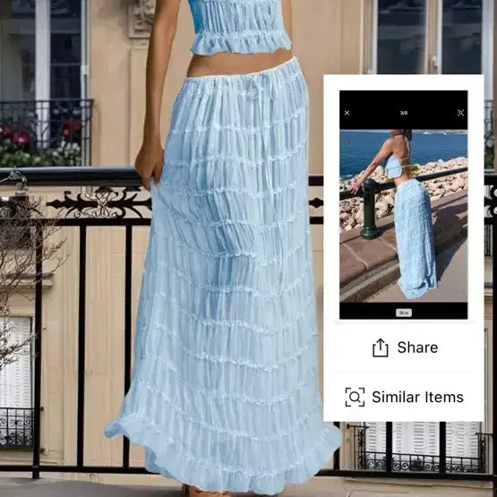 [BUNJANG] Shein Halterneck Shirring Set-up Summer Skirt / 쉬인 홀터넥 셔링 셋업 여름
