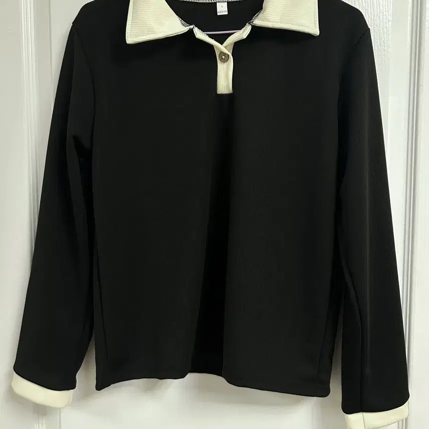 [BUNJANG] Ivory/Black Collar Shirt Set / 아이보리/블랙 카라 셔츠