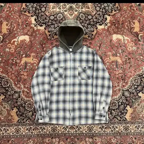 [BUNJANG] Blackout Hoodie Zip-Up Shirt - Large / 피어스 후디 셔츠 집업 L