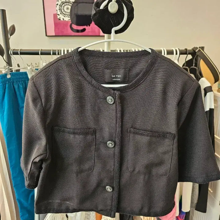 [BUNJANG] Ba Ton Black Cropped Jacket and Banding Skirt Set / ba ton 블랙 크롭 자켓 밴딩 스커트 세트