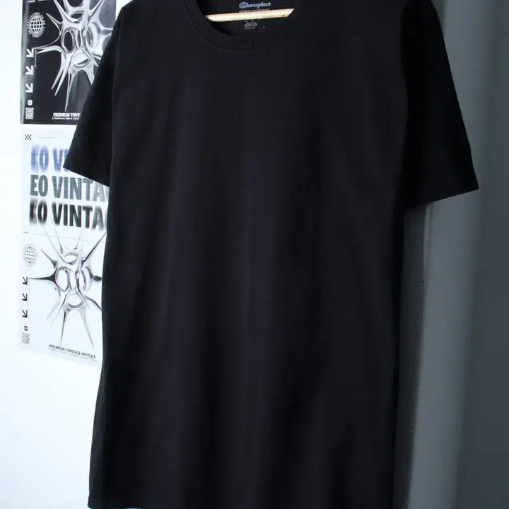 [BUNJANG] Champion Plain Black T-Shirt / (M-L) 챔피온 반팔 티셔츠 무지 블랙 올드스쿨-18663