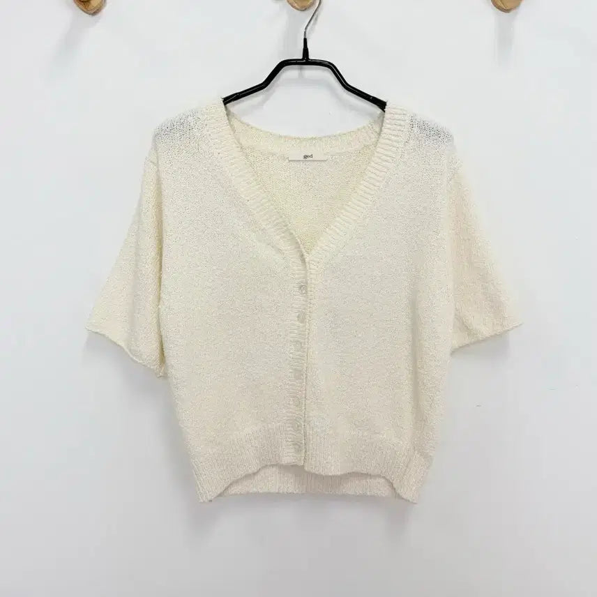 [BUNJANG] Ged Tail Cropped Short-Sleeve Cardigan Ivory / 게드 ged 테일 크롭 반팔가디건