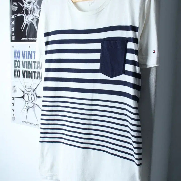 [BUNJANG] Tommy Hilfiger Striped T-Shirt (L-XL) / (L-XL) 타미힐피거 반팔 티셔츠 스트라이프 화이트 올드스쿨-18664