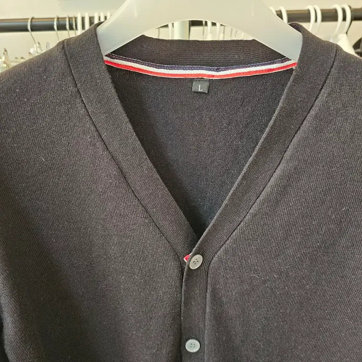 [BUNJANG] Black Three-Stripe Armband Cardigan L / 블랙 삼선 완장 가디건 L