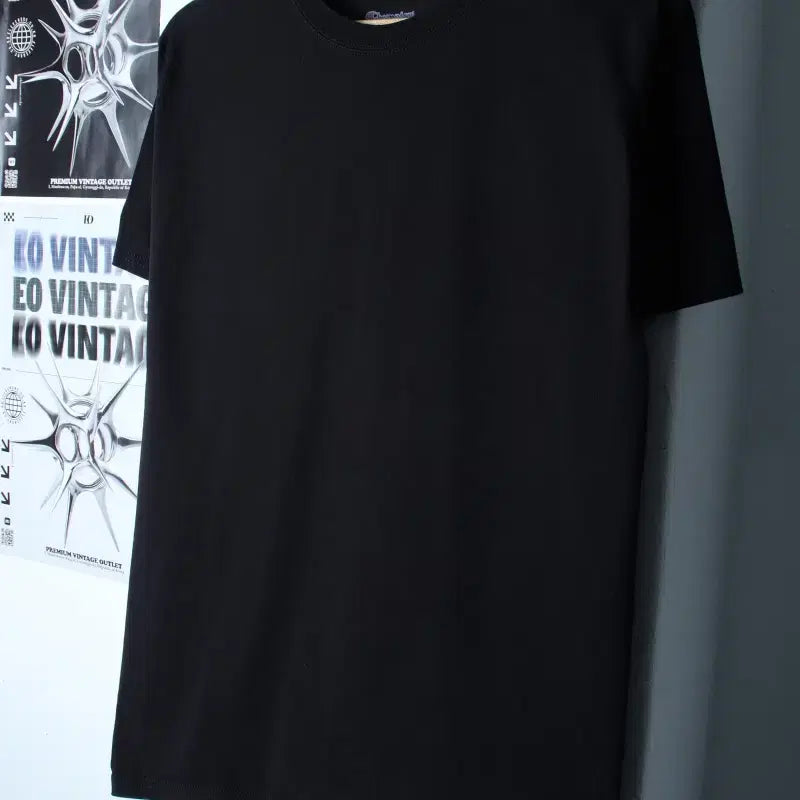 [BUNJANG] Champion Plain T-Shirt Black / (M-L) 챔피온 반팔 티셔츠 무지 블랙 올드스쿨-18668