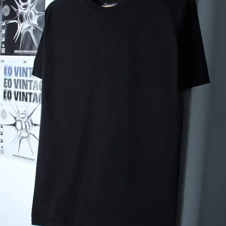 [BUNJANG] Champion Plain T-Shirt Black / (M-L) 챔피온 반팔 티셔츠 무지 블랙 올드스쿨-18668