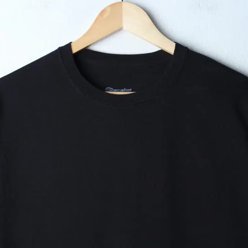 [BUNJANG] Champion Plain T-Shirt Black / (M-L) 챔피온 반팔 티셔츠 무지 블랙 올드스쿨-18668