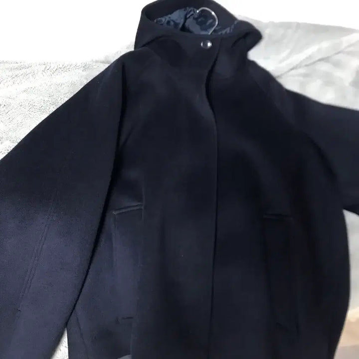[BUNJANG] Type Service Hooded Half Coat Navy / 타입서비스 후드 하프 코트 네이비 무신사