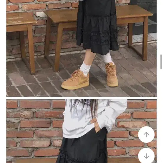 [BUNJANG] Jones Banding Frill Midi Skirt Black / 조네스 밴딩 프릴 미디 스커트 블랙