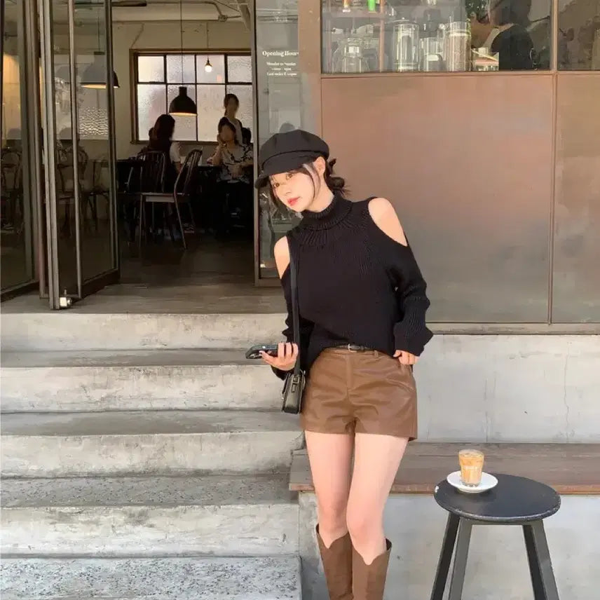 [BUNJANG] Dayrose Emma Shoulder Slit Turtleneck Knit / 에이블리 어깨 트임 폴라 니트