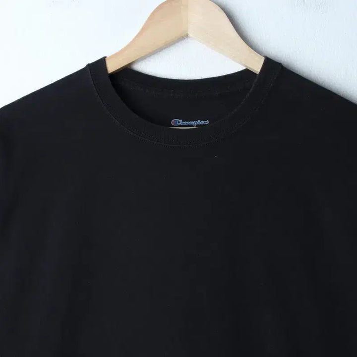 [BUNJANG] Champion Plain Black T-Shirt / (M-L) 챔피온 반팔 티셔츠 무지 블랙 올드스쿨-1866B