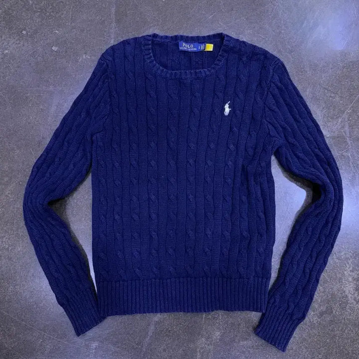 [BUNJANG] Polo Ralph Lauren Classic Cable Knit Navy S / 폴로 랄프로렌 클래식 케이블 니트 네이비 S