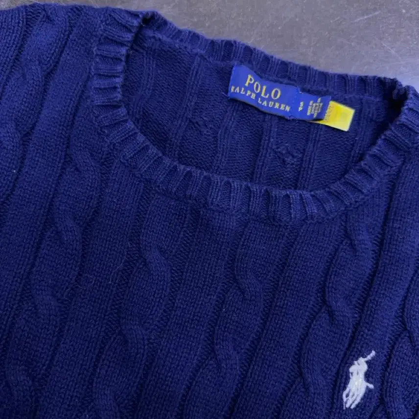 [BUNJANG] Polo Ralph Lauren Classic Cable Knit Navy S / 폴로 랄프로렌 클래식 케이블 니트 네이비 S