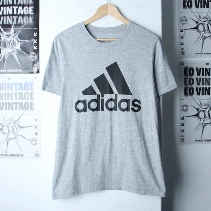 [BUNJANG] Adidas Big Logo T-Shirt Grey Old School M-L / (M-L) 아디다스 반팔 티셔츠 빅로고 그레이 올드스쿨-1866E