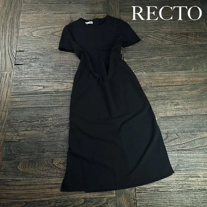 [BUNJANG] RECTO Short Sleeve Long Dress Black (Women&
