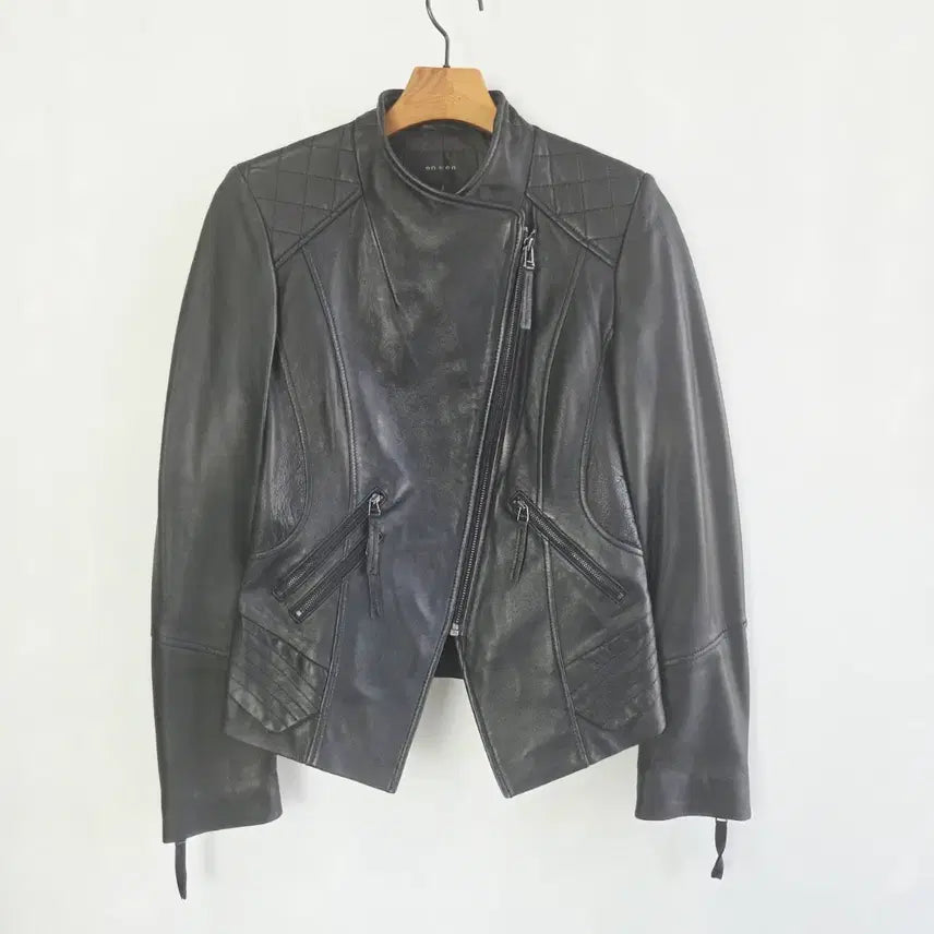 [BUNJANG] ON&amp;ON Black Leather Rider Jacket / 온앤온 블랙 가죽 라이더 자켓