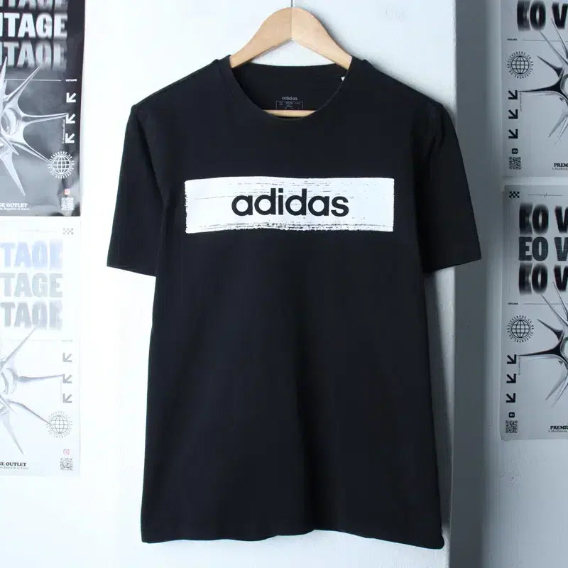 [BUNJANG] Adidas Big Logo Short Sleeve T-Shirt Black Old School / (L) 아디다스 반팔 티셔츠 빅로고 블랙 올드스쿨-18672