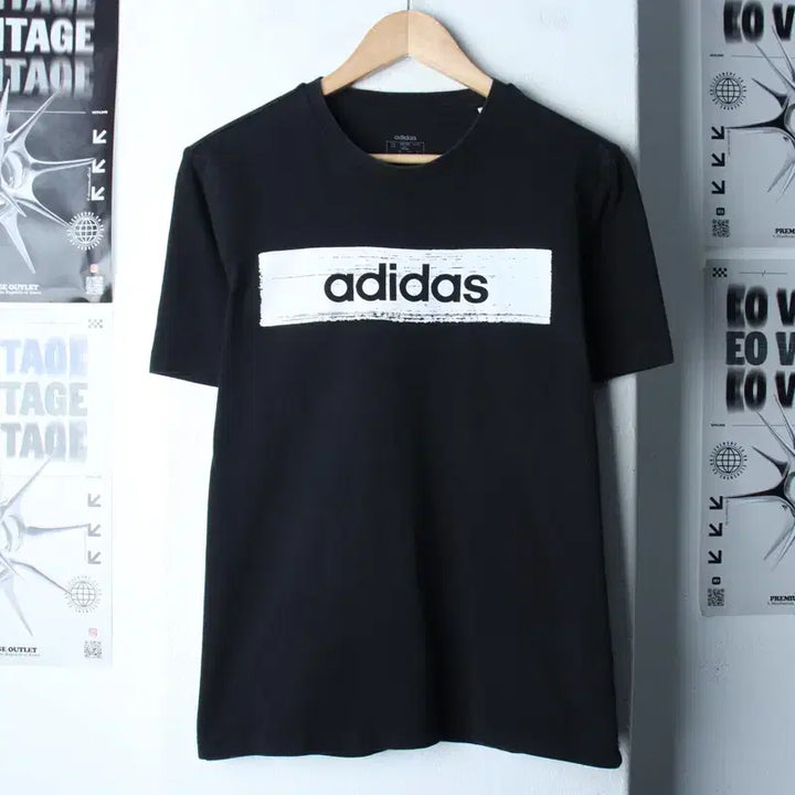 [BUNJANG] Adidas Big Logo Short Sleeve T-Shirt Black Old School / (L) 아디다스 반팔 티셔츠 빅로고 블랙 올드스쿨-18672