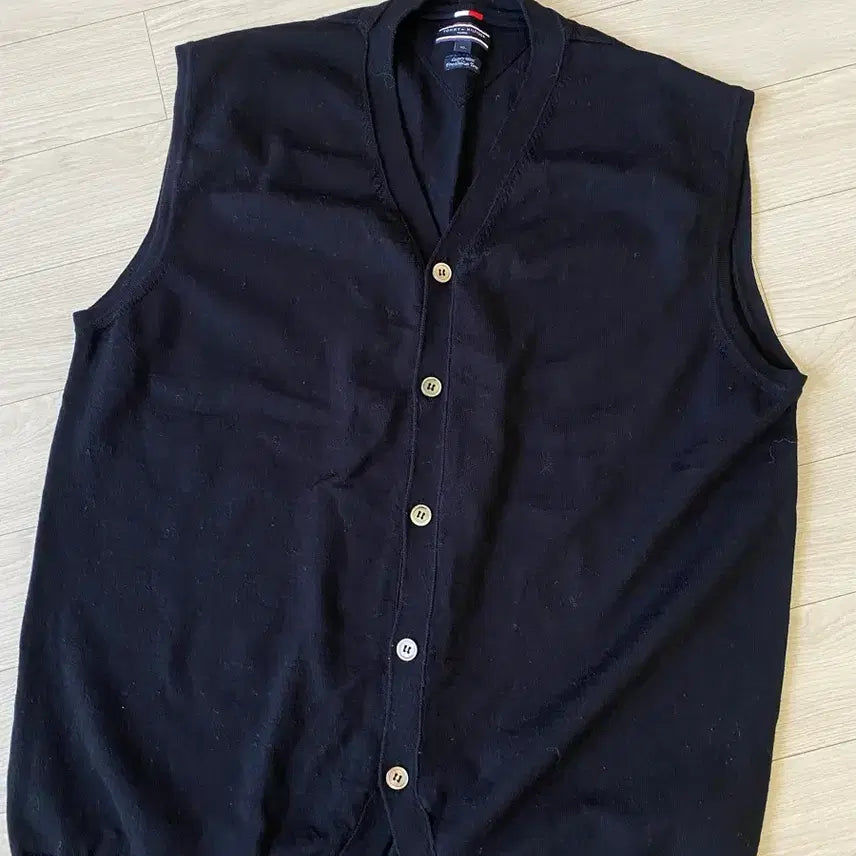 [SOLD OUT] 타미힐피거 블랙 반팔 니트조끼 가디건 XL