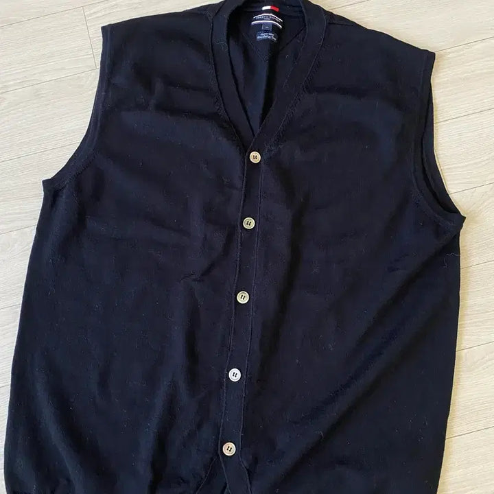 [SOLD OUT] 타미힐피거 블랙 반팔 니트조끼 가디건 XL