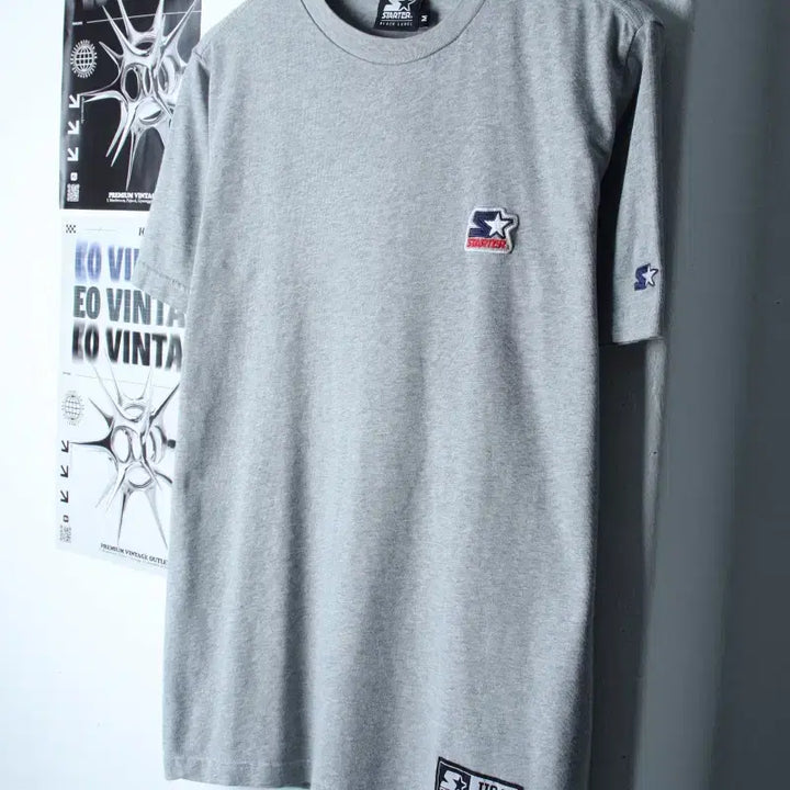 [BUNJANG] Starter Short Sleeve T-Shirt Small Logo Grey Old School / (M-L) 스타터 반팔 티셔츠 스몰로고 그레이 올드스쿨-18677