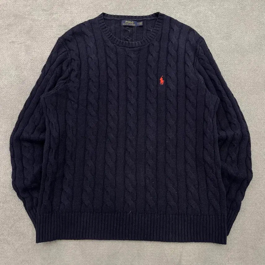 [BUNJANG] Polo Ralph Lauren Navy Cable Knit Sweater / M 폴로 랄프로렌 네이비 케이블 니트