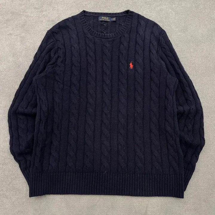 [BUNJANG] Polo Ralph Lauren Navy Cable Knit Sweater / M 폴로 랄프로렌 네이비 케이블 니트