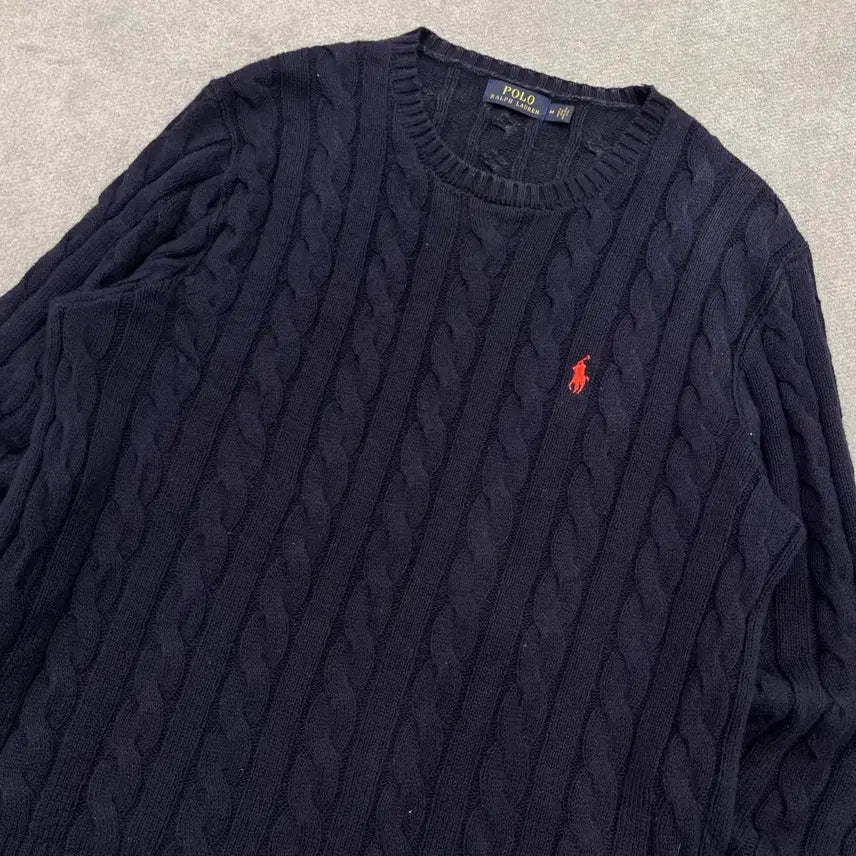 [BUNJANG] Polo Ralph Lauren Navy Cable Knit Sweater / M 폴로 랄프로렌 네이비 케이블 니트