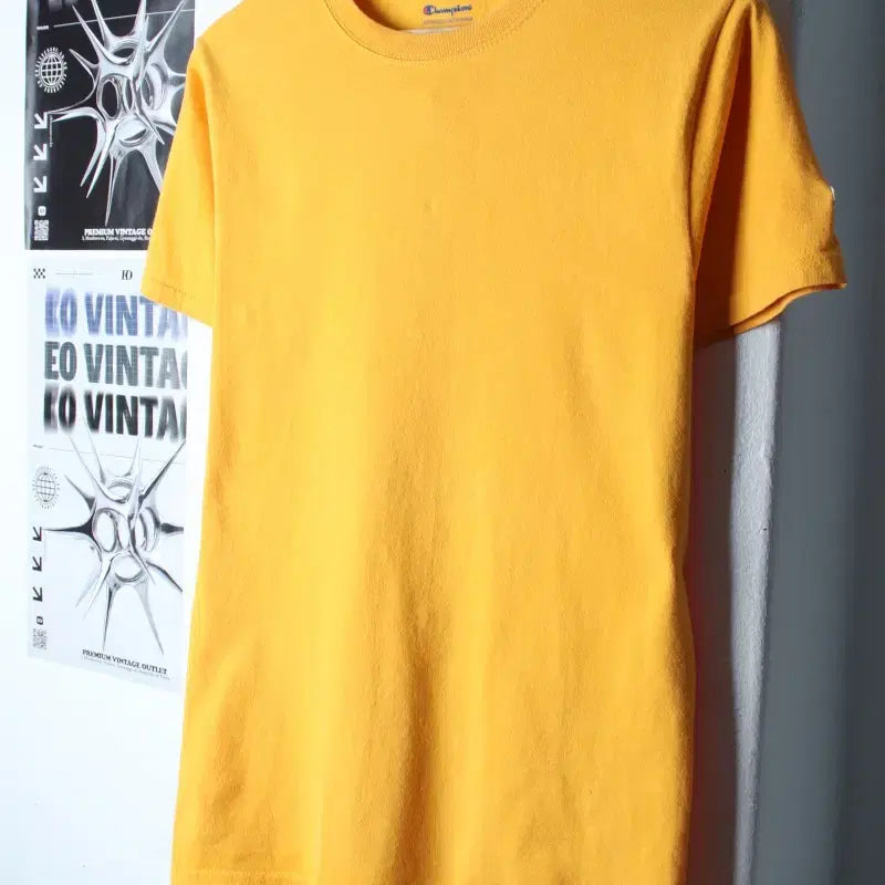 [BUNJANG] Champion Plain Yellow T-Shirt Old School / (S-M) 챔피온 반팔 티셔츠 노랑 무지 올드스쿨-18679