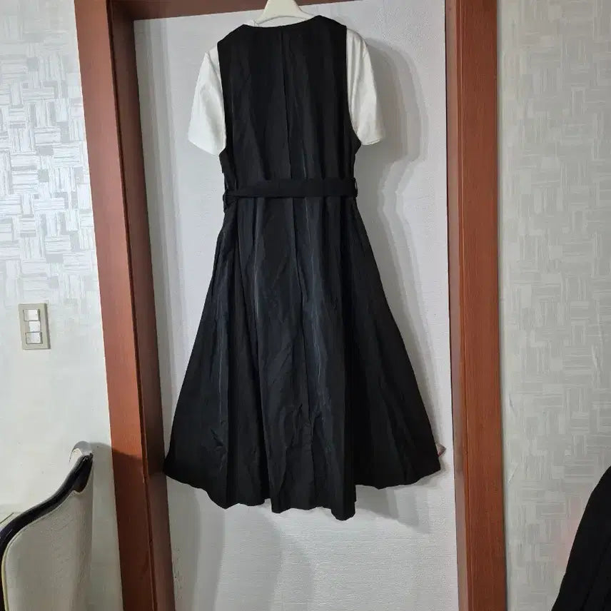 [BUNJANG] Black Wrap Dress &amp; Short Sleeve T-Shirt Set / 블랙 랩 원피스 반팔 티셔츠 세트
