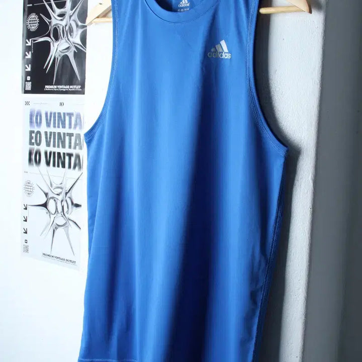 [BUNJANG] Adidas Functional Short Sleeve T-shirt / (XL) 아디다스 반팔 티셔츠 민소매 런닝 기능성 블루-1867C